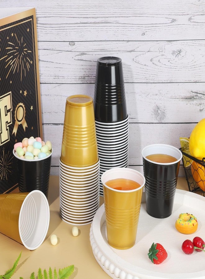Kochorie 50 Pack Black Gold Disposable Plastic Cups 12 Ounce Drinking Party Cups Bulk Party for Wedding Birthday Graduation, Picnics Events - Image 4